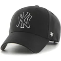 schwarze-snapback-cap-mit-gebogenem-schirm-und-schwarz-weissem-new-york-yankees-mlb-logo-von-47-brand-mvp