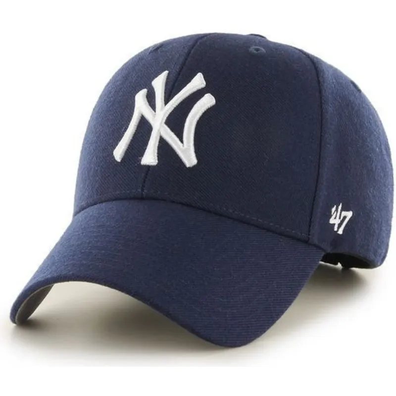 47-brand-new-york-yankees-mlb-mvp-snapback-kappe-mit-gebogenem-schirm-in-marineblau-und-weissem-logo