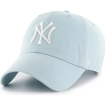 Ljusblå kurvad keps New York Yankees MLB Clean Up från 47 Brand