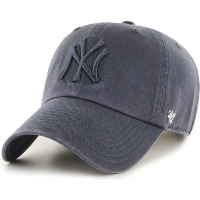47-brand-curved-brim-graues-logo-new-york-yankees-mlb-clean-up-denim-cap-grau