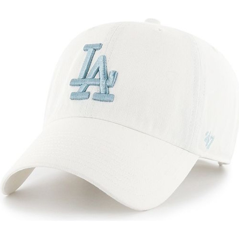 47-brand-curved-brim-blaues-logo-los-angeles-dodgers-mlb-clean-up-cap-weiss