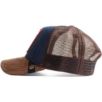 Gorra trucker marrón y denim gallo Big Strut de Goorin Bros.