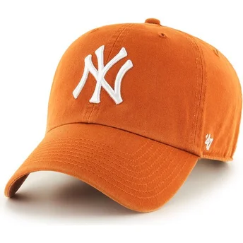 New York Yankees MLB Clean Up orange böjd keps från 47 Brand