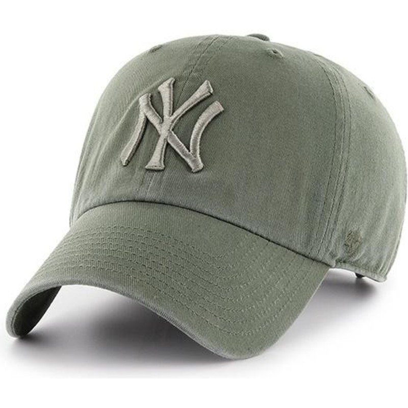 47-brand-curved-brim-grunes-logo-new-york-yankees-mlb-clean-up-cap-hellgrun
