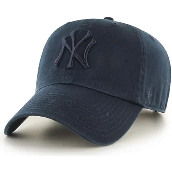 47 Brand MLB New York Yankees Clean Up dunkelblaue Kappe mit gebogenem Schirm und dunkelblauem Logo