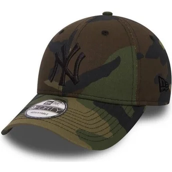 Gebogene Kappe Camouflage mit schwarzem Logo verstellbar 9FORTY Essential von New York Yankees MLB von New Era