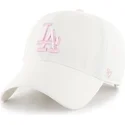 weisse-gebogene-kappe-mit-rosa-los-angeles-dodgers-logo-mlb-clean-up-von-47-brand