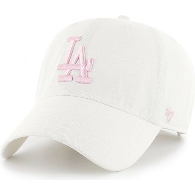 47-brand-curved-brim-pinkes-logo-los-angeles-dodgers-mlb-clean-up-cap-weiss