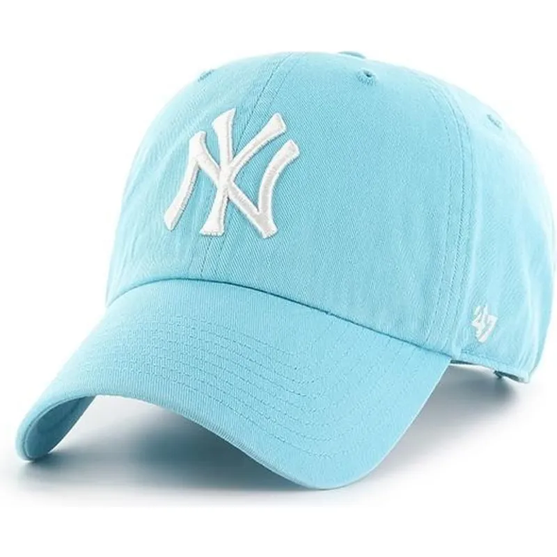 gebogene-karibikblaue-kappe-new-york-yankees-mlb-clean-up-von-47-brand