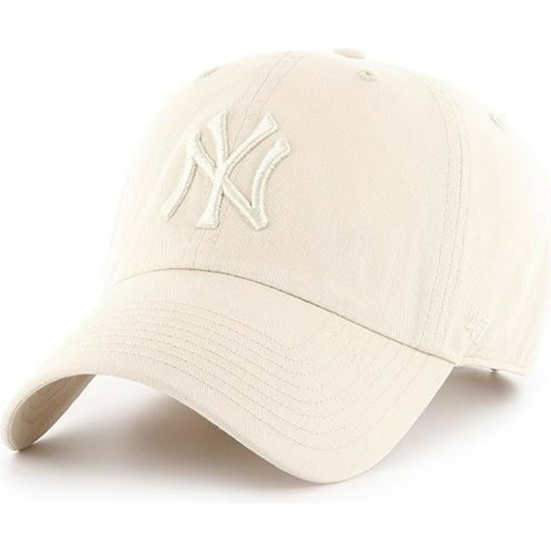 47-brand-curved-brim-creme-logo-new-york-yankees-mlb-clean-up-cap-beige