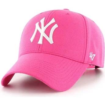 gebogene-magentarosa-snapback-kappe-new-york-yankees-mlb-mvp-von-47-brand