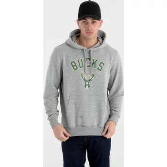 New Era Milwaukee Bucks NBA Grey Pullover Hoody Sweatshirt