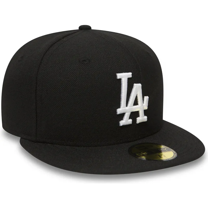 schwarze-enganliegende-59fifty-essential-flatcap-der-los-angeles-dodgers-mlb-von-new-era