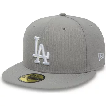 New Era Flat Brim 59FIFTY Essential Los Angeles Dodgers MLB Fitted Cap grau