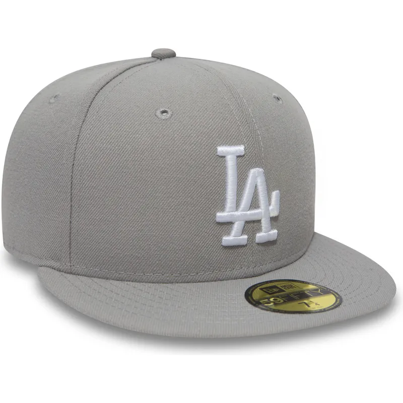 graue-anliegende-59fifty-essential-flat-cap-der-los-angeles-dodgers-mlb-von-new-era