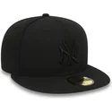 schwarze-enganliegende-flat-cap-59fifty-black-on-black-der-new-york-yankees-mlb-von-new-era