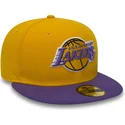 gelbe-enganliegende-59fifty-essential-flatcap-der-los-angeles-lakers-nba-von-new-era