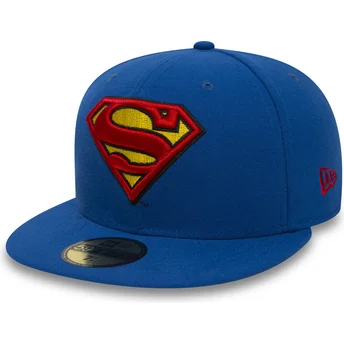 59fifty-superman-character-essential-warner-bros-blaue-angepasste-flachkappe-von-new-era
