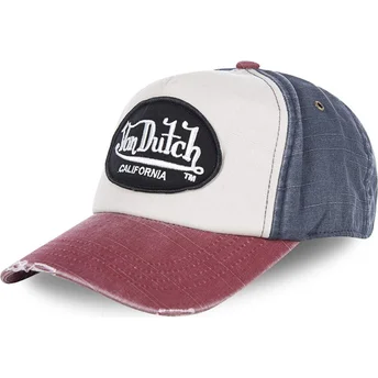 Weiße, blaue und rote verstellbare Curved Cap JACKBWR von Von Dutch