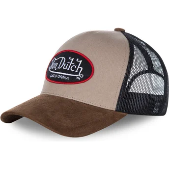 Von Dutch SUEDE Beige Trucker Hat