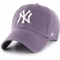 violette-gebogene-kappe-new-york-yankees-mlb-clean-up-von-47-brand