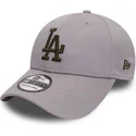 graue-gebogene-kappe-mit-goldfarbenem-logo-39thirty-essential-der-los-angeles-dodgers-mlb-von-new-era