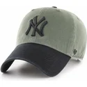 grune-gebogene-kappe-mit-schwarzem-new-york-yankees-mlb-clean-up-two-tone-logo-von-47-brand