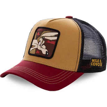 capslab-looney-tunes-coyote-coy2-braune-schwarze-und-rote-trucker-kappe