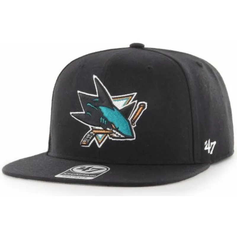 cepice-rovna-cerna-snapback-captain-no-shot-san-jose-sharks-nhl-47-brand