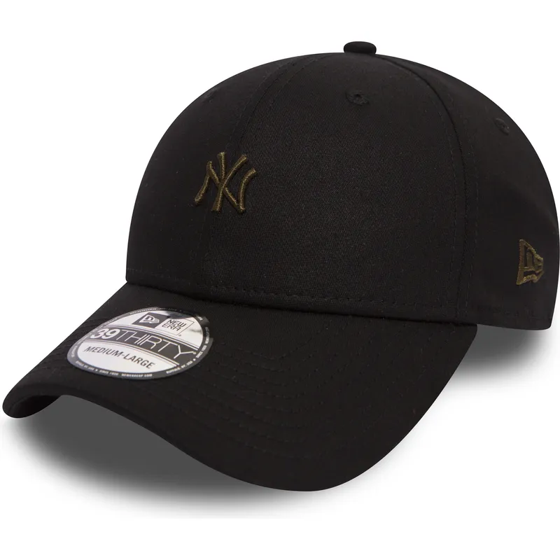schwarze-gebogene-kappe-mit-braunem-logo-39thirty-mini-logo-der-new-york-yankees-mlb-von-new-era