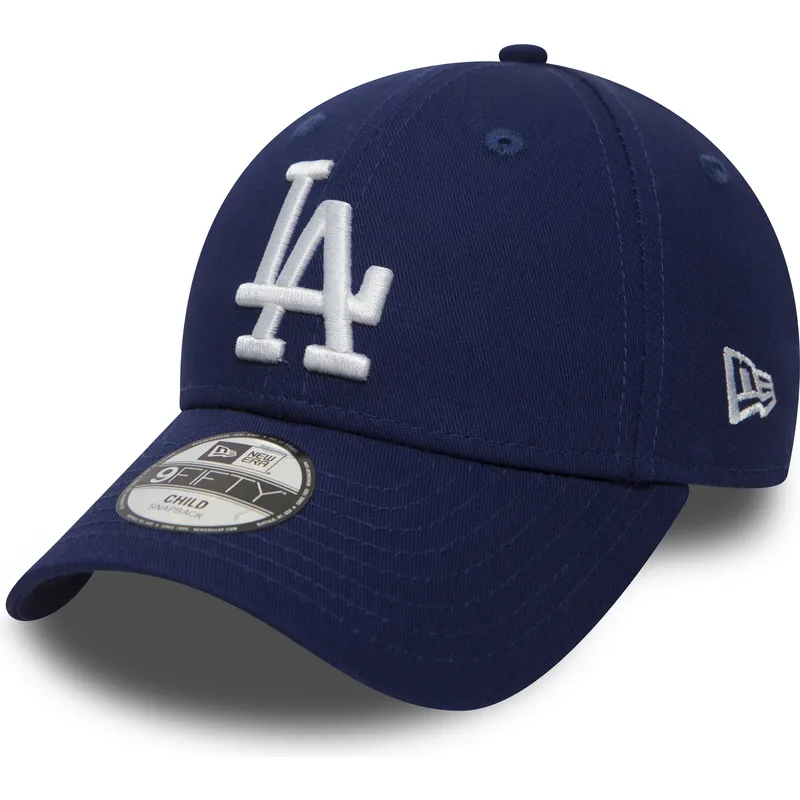 verstellbare-blaue-kinderkappe-mit-gebogenem-schirm-9forty-essential-los-angeles-dodgers-mlb-von-new-era