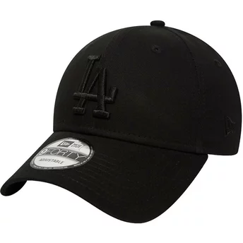 New Era Curved Brim Black Logo 9FORTY League Essential Los Angeles Dodgers MLB Black Adjustable Cap