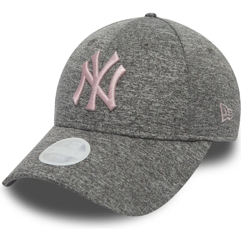 graue-verstellbare-curved-cap-mit-rosa-logo-9forty-tech-jersey-der-new-york-yankees-mlb-von-new-era