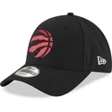 new-era-curved-brim-red-logo9forty-the-league-toronto-raptors-nba-black-adjustable-cap