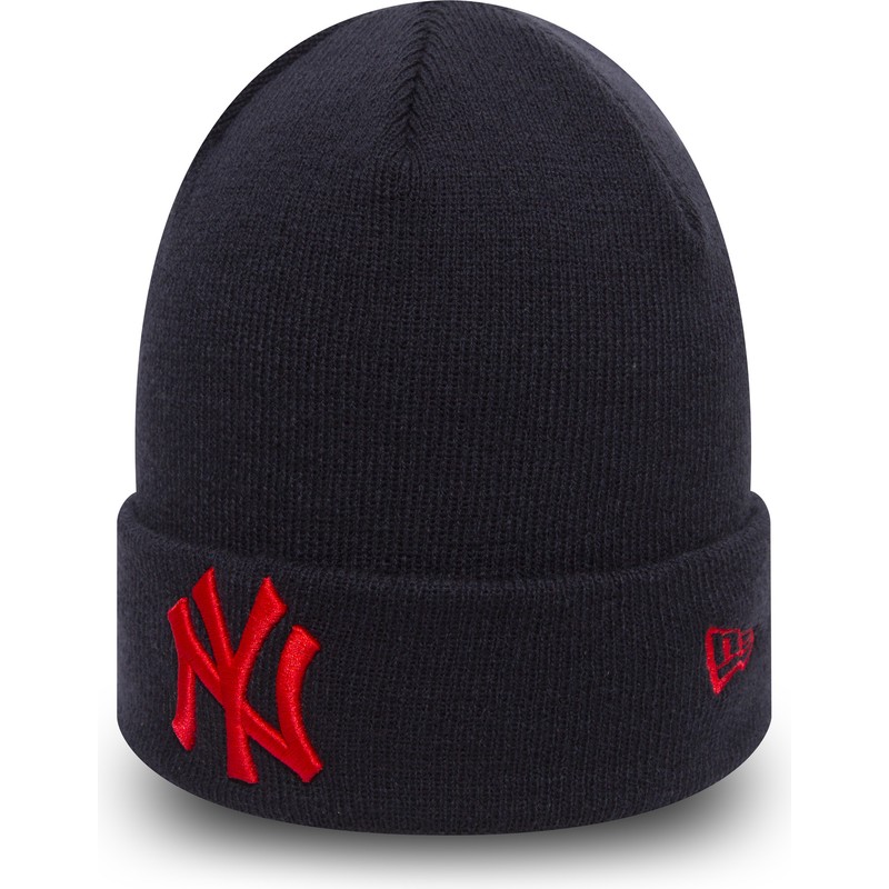 new-era-mit-rotem-logo-cuff-knit-league-essential-new-york-yankees-mlb-navy-blue-beanie