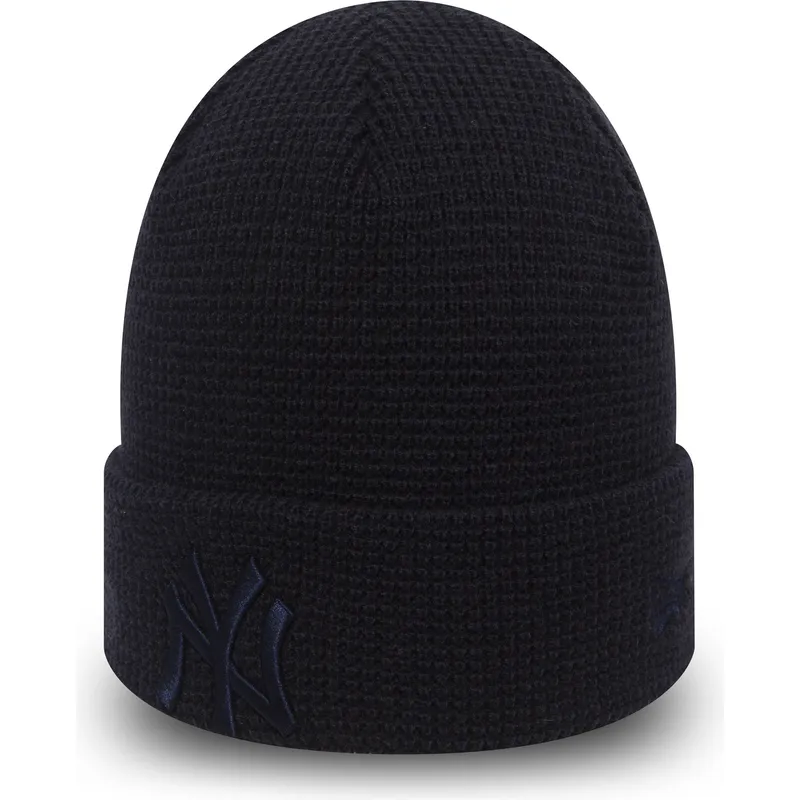 new-york-yankees-mlb-new-era-essential-waffle-cuff-knit-mutze-in-marineblau