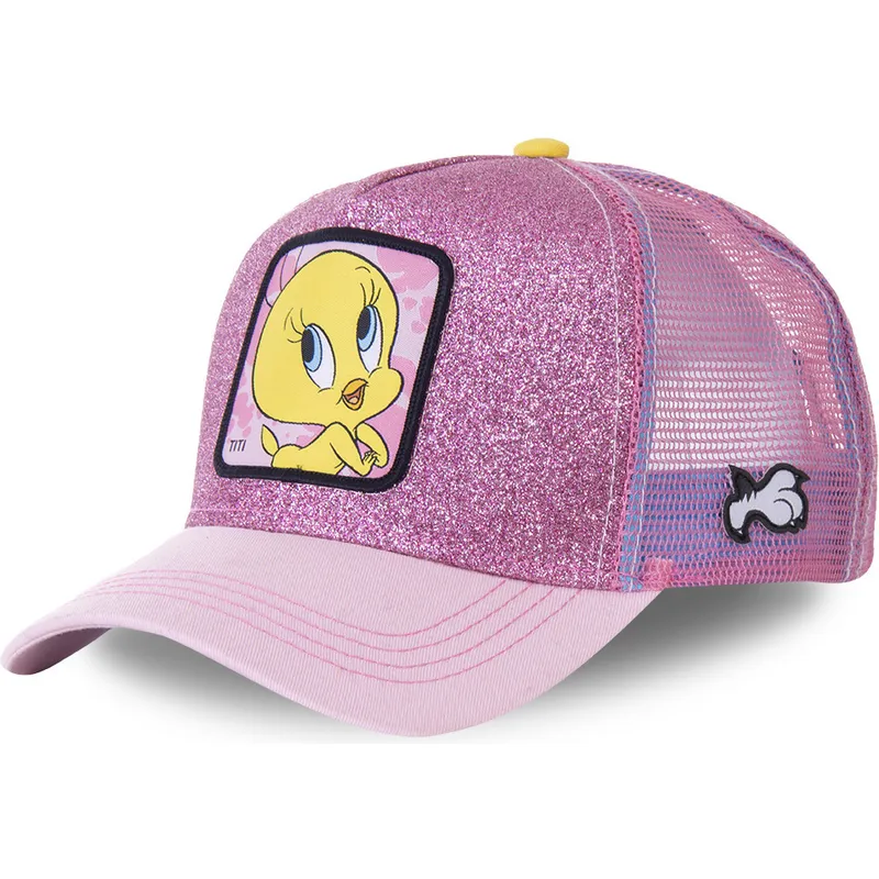 cepice-zaoblena-ruzova-snapback-purpurina-twe4-tweety-looney-tunes-capslab