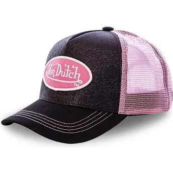 von-dutch-schwarze-und-rosa-flak-bla-trucker-kappe
