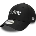 new-era-new-york-yankees-mlb-9forty-stack-logo-verstellbare-schwarze-kappe-mit-gebogenem-schirm