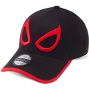 schwarze-snapback-cap-mit-gebogenem-schirm-spider-man-minimal-eyes-marvel-comics-von-difuzed