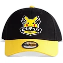 schwarze-und-gelbe-snapback-kappe-mit-gebogenem-schirm-pikachu-olympics-pokemon-von-difuzed