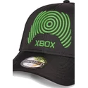 schwarze-snapback-kappe-mit-gebogenem-schirm-xbox-remote-logo-microsoft-von-difuzed