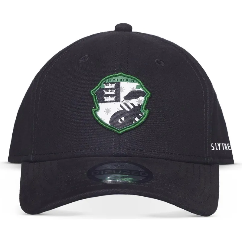 schwarze-gebogene-snapback-kappe-fur-kinder-slytherin-emblem-harry-potter-von-difuzed