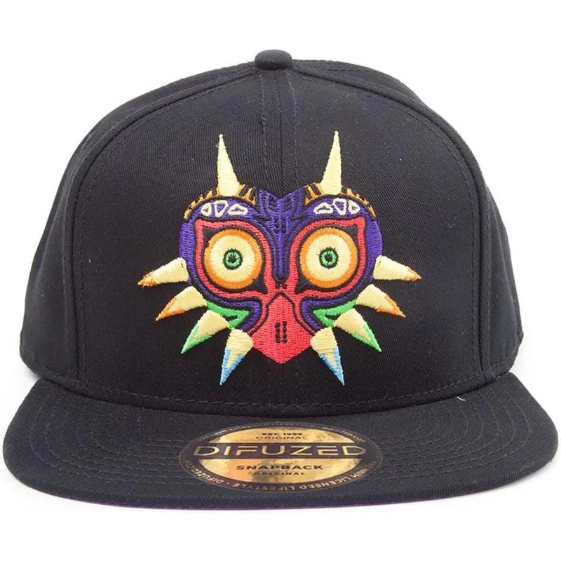 difuzed-flat-brim-majoras-mask-the-legend-of-zelda-black-snapback-cap