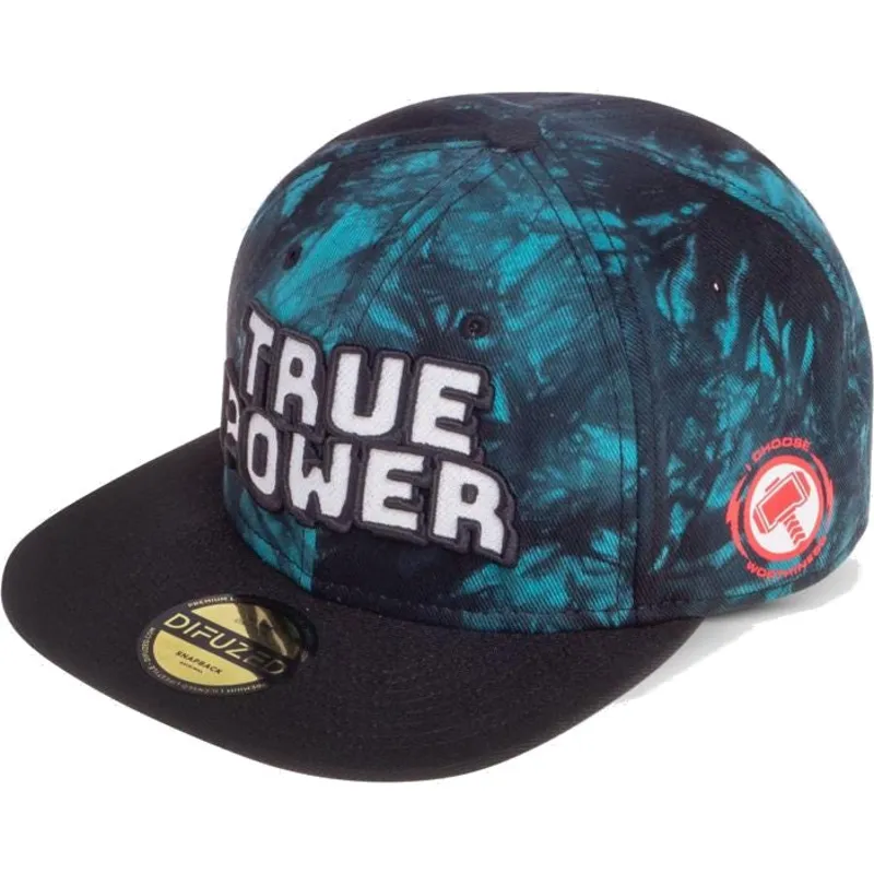 blaue-und-schwarze-snapback-flatcap-true-power-marvel-comics-von-difuzed