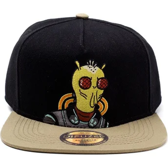 Difuzed Flat Brim Krombopulos Michael Rick and Morty Black and Brown Snapback Cap