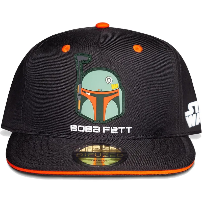 schwarze-und-orangefarbene-snapback-flatcap-fur-kinder-boba-fett-bounty-hunter-the-mandalorian-star-wars-von-difuzed