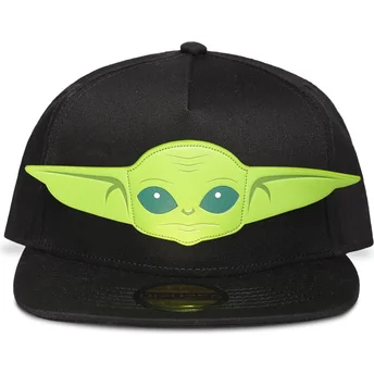 Difuzed Flat Brim Youth Grogu Baby Yoda The Mandalorian Star Wars Black Snapback Cap