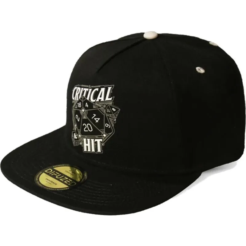 cepice-rovna-cerna-snapback-critical-hit-dice-difuzed