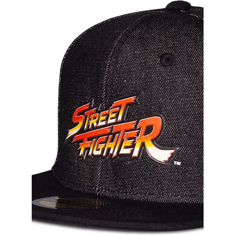 schwarze-flache-snapback-kappe-street-fighter-logo-von-difuzed